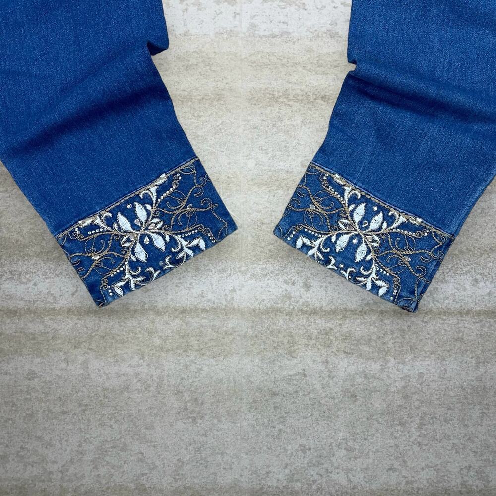 Vintage Y2K Hydraulics Jeans Womens 16 Skinny Medium Wash Midrise Embroidered - Picture 4 of 5